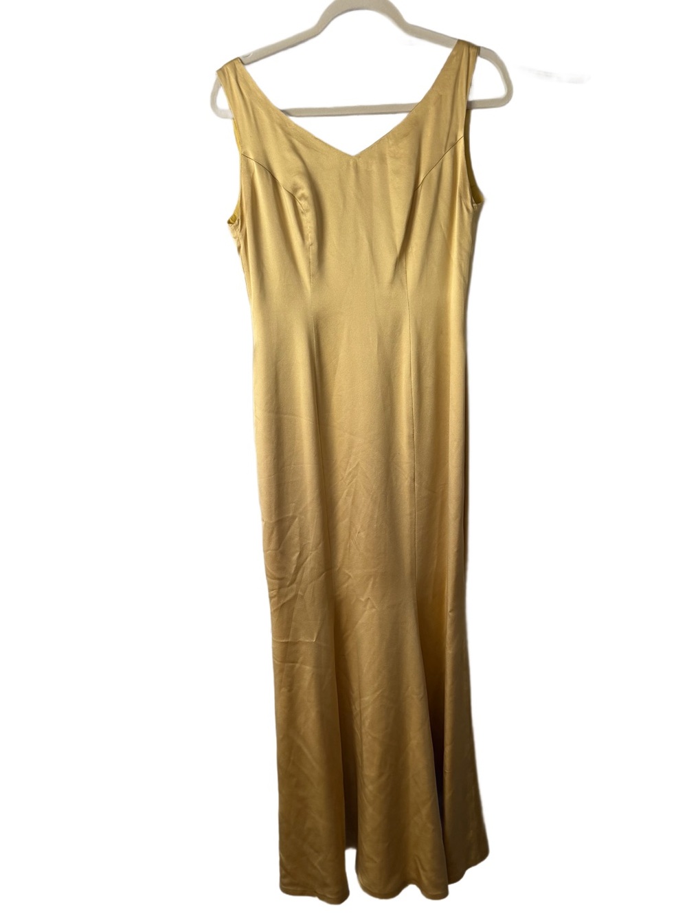 Gold Satin V-Neck Slip Dress